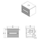 Astini Monza Plus 600mm Aloe Green/Contry Oak Fluted Wall Hung Vanity Unit With Counter Top