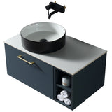 Astini Piatta 800mm Midnight Shadow Wall Hung Vanity W/ LH Side Storage & Counter Top