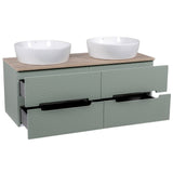 Astini Monza Plus 1200mm Aloe Green Fluted Wall Hung Double Vanity With Counter Top