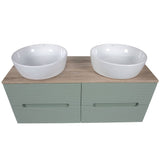 Astini Monza Plus 1200mm Aloe Green Fluted Wall Hung Double Vanity With Counter Top