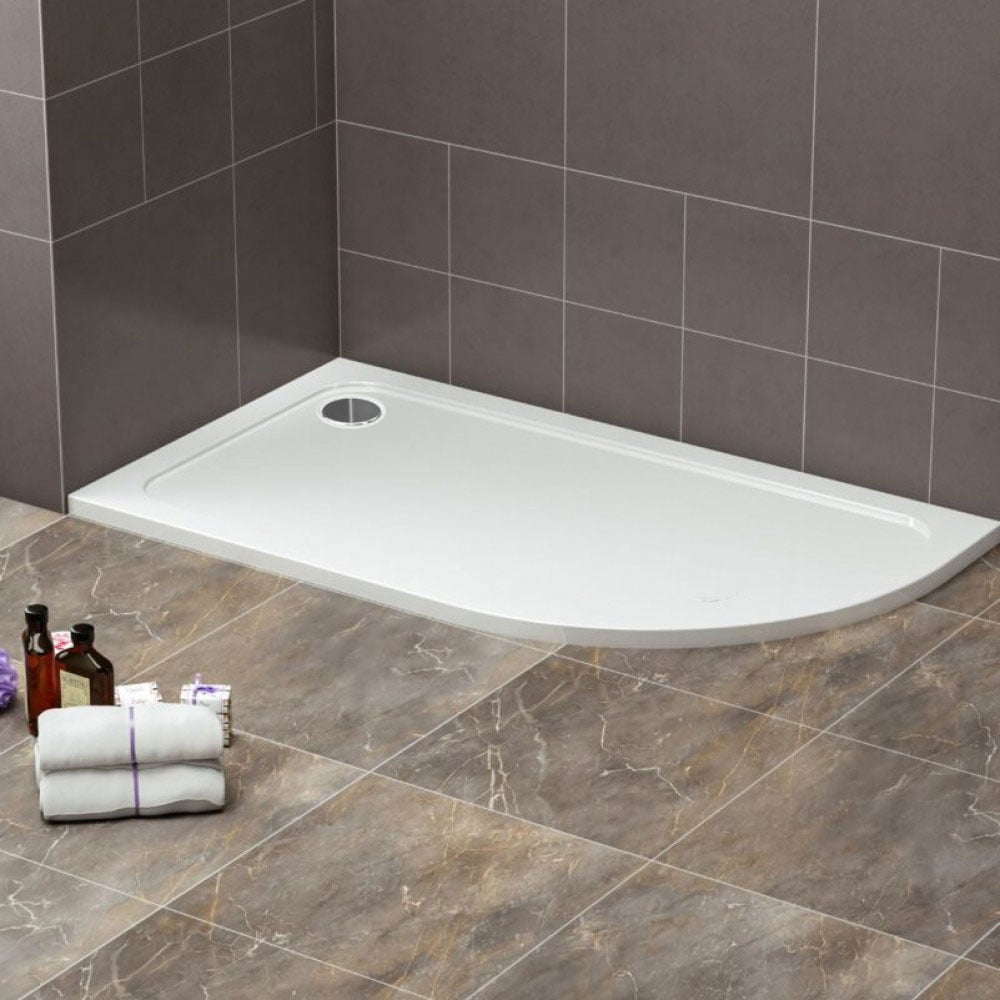 Astini White Offset Quad Low Profile Shower Tray RH 1200x800mm