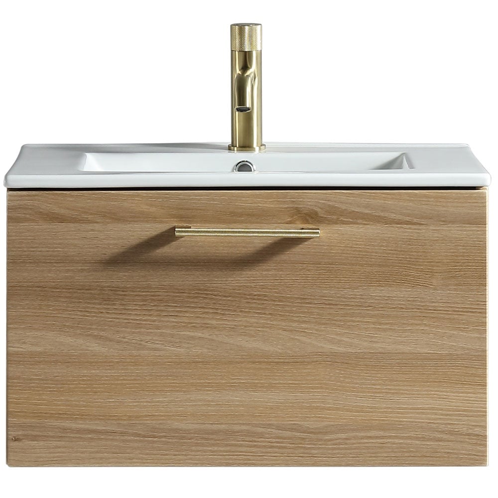 Astini Piatta 600mm Country Oak Wall Hung Vanity Unit & Basin