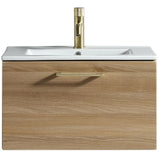 Astini Piatta 600mm Country Oak Wall Hung Vanity Unit & Basin