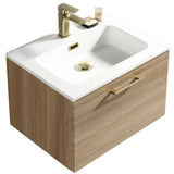 Astini Piatta 600mm Country Oak Wall Hung Vanity Unit & Basin