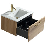 Astini Piatta 600mm Country Oak Wall Hung Vanity Unit & Basin