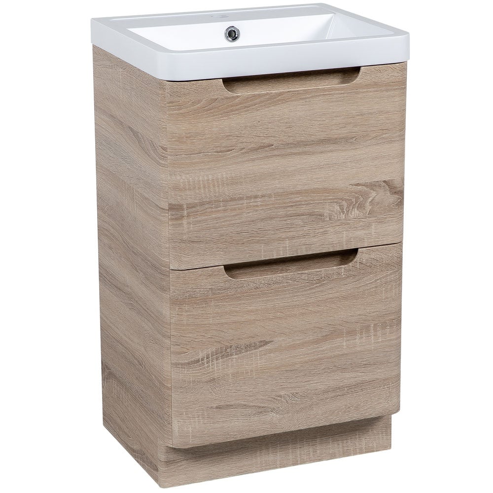 Astini Monza 500mm Country Oak Floor Standing Vanity Unit & Basin