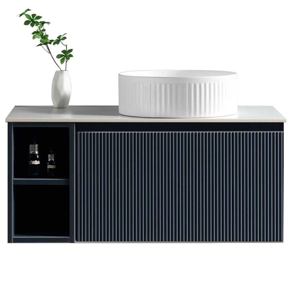 Astini Flauto 800mm Wall Hung Vanity Unit W/ Side Storage & RH Counter Top