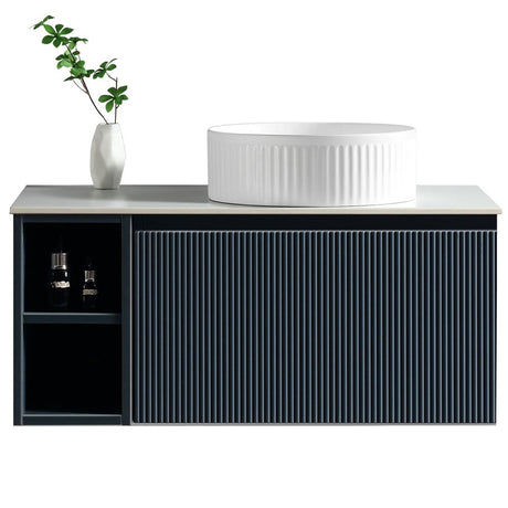 Astini Flauto 800mm Wall Hung Vanity Unit W/ Side Storage & RH Counter Top