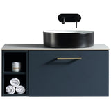 Astini Piatta 800mm Midnight Shadow Wall Hung Right Hand Side Storage Vanity Unit With Counter Top