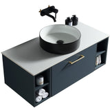 Astini Piatta 1000mm Midnight Shadow Wall Hung 2 Side Storage Vanity Unit With Counter Top