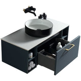 Astini Piatta 1000mm Midnight Shadow Wall Hung 2 Side Storage Vanity Unit With Counter Top