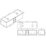 Astini Piatta 1400mm Smoked Sage Wall Hung Double Vanity W/ Storage Box & Counter Top