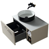 Astini Piatta 800mm Soft Coffee Wall Hung Vanity W/ LH Side Storage & Counter Top