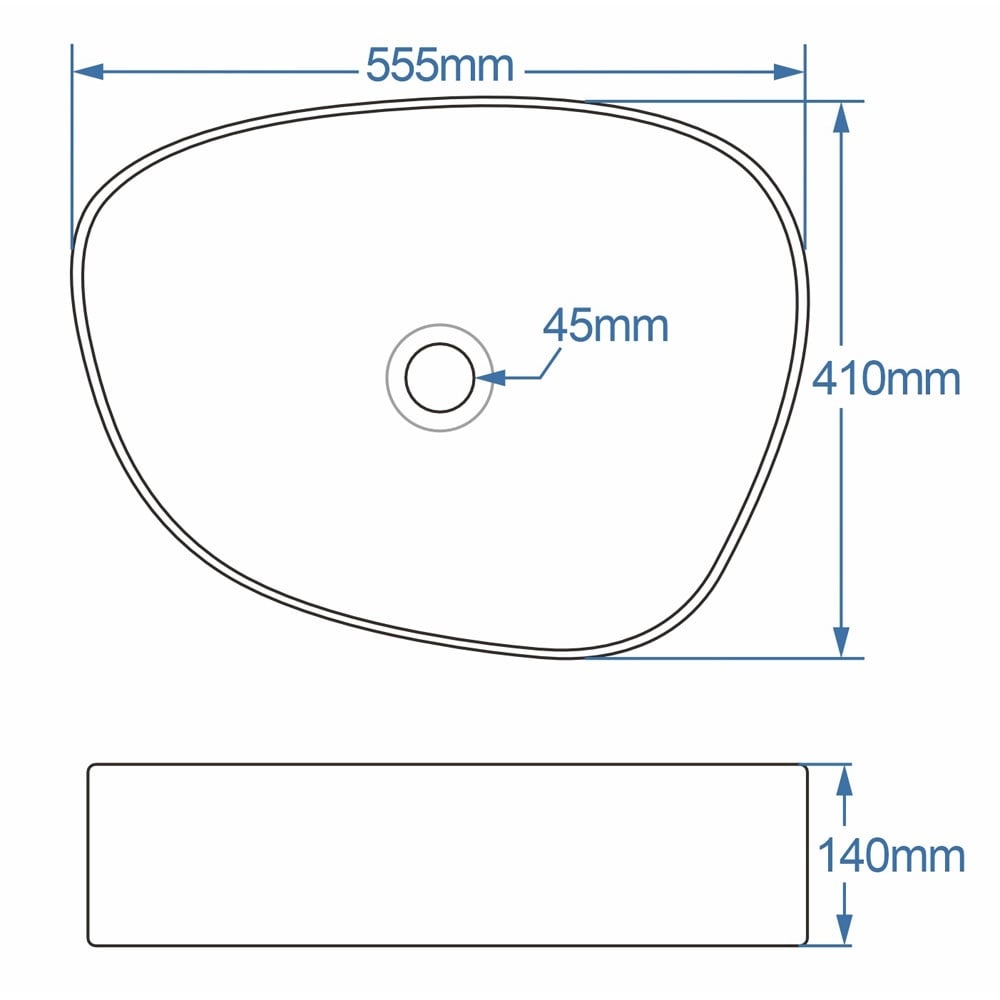 Astini Orca 555x410 Black/White Pebble Countertop Basin