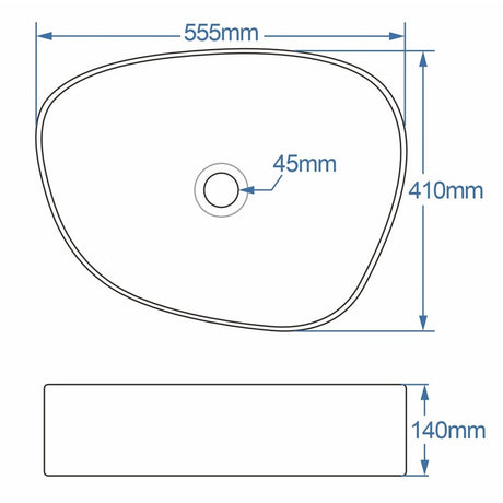 Astini Orca 555x410 Black/White Pebble Countertop Basin