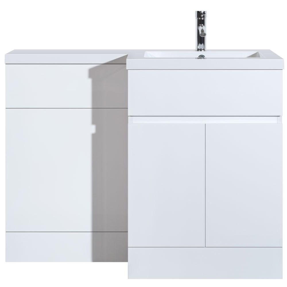 Astini Tivolli 1100mm Gloss White Double Door Vanity Unit WC & RH Basin