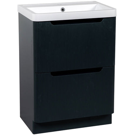 Astini Monza 600mm Fluted Shadow Grey Floor Standing Vanity Unit & Basin