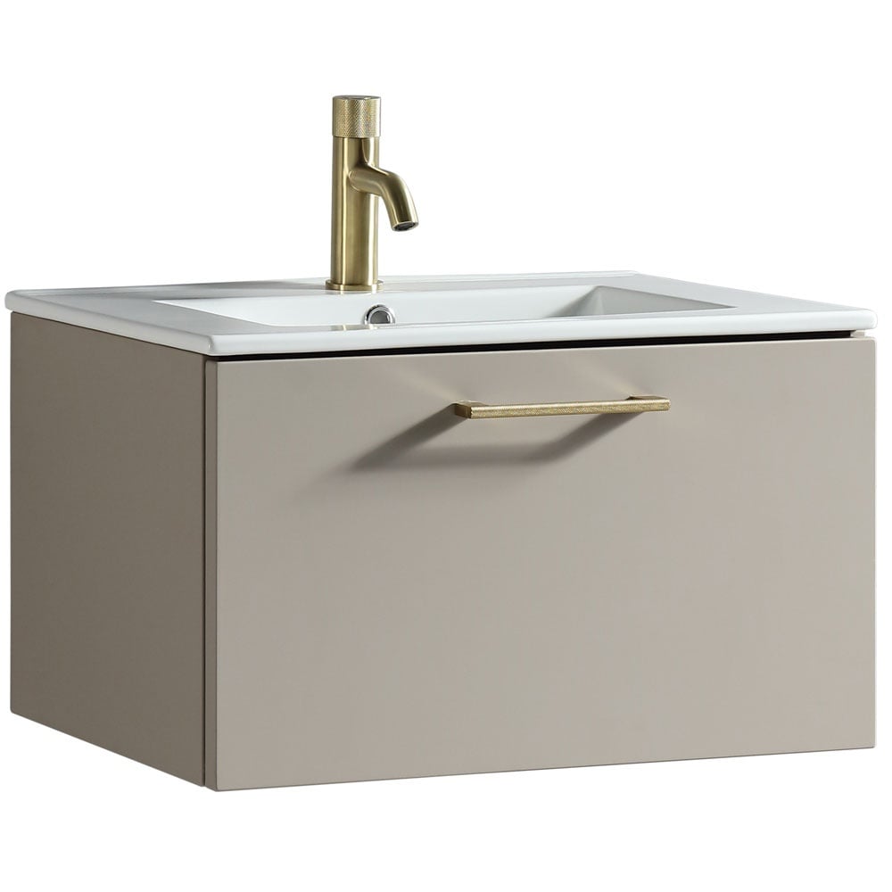 Astini Piatta 600mm Soft Coffee Wall Hung Vanity Unit & Basin