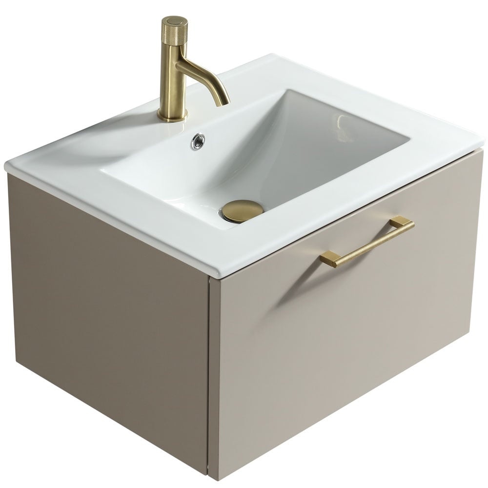 Astini Piatta 600mm Soft Coffee Wall Hung Vanity Unit & Basin