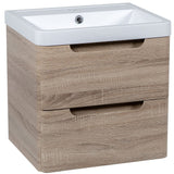 Astini Monza 500mm Country Oak Wall Hung Vanity Unit & Basin