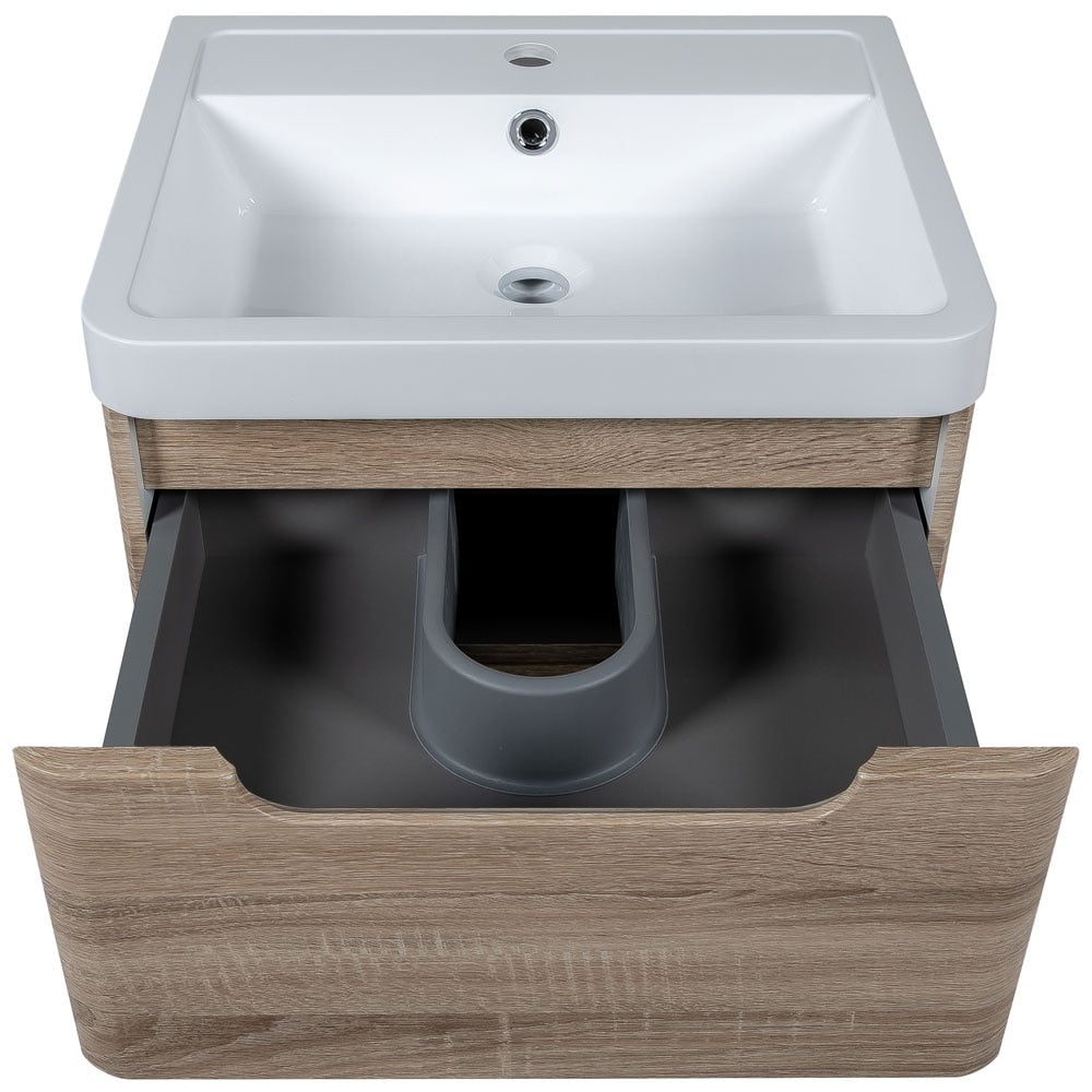 Astini Monza 500mm Country Oak Wall Hung Vanity Unit & Basin