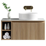 Astini Flauto 800mm Wall Hung Vanity Unit W/ Side Storage & RH Counter Top