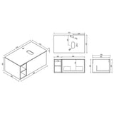 Astini Flauto 800mm Wall Hung Vanity Unit W/ Side Storage & RH Counter Top