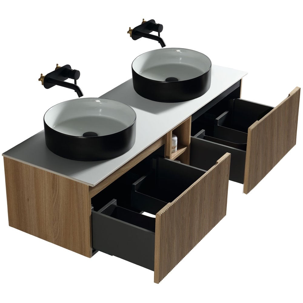 Astini Flauto 1400mm Wall Hung Double Vanity W/ Storage Box & Counter Top