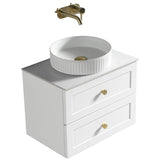 Astini Bakewell 600mm Country Oak Wall Hung Vanity Unit With Counter Top