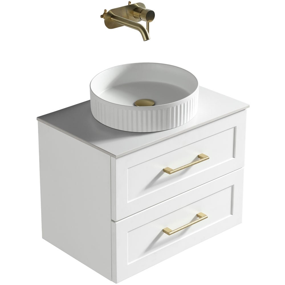 Astini Bakewell 600mm Country Oak Wall Hung Vanity Unit With Counter Top