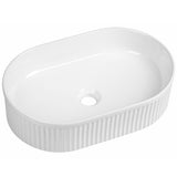 Astini Flauto 490x315 Fluted Gloss White Oval Countertop Basin