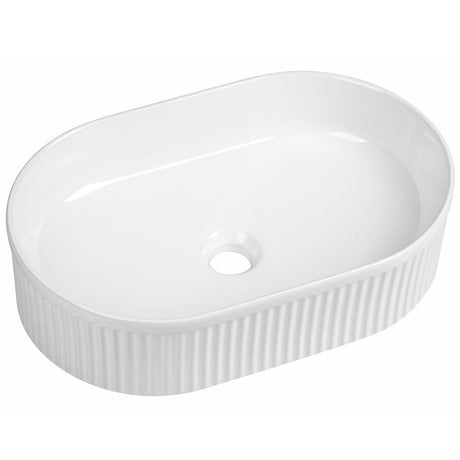 Astini Flauto 490x315 Fluted Gloss White Oval Countertop Basin