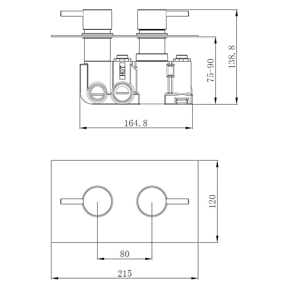 Astini Brushed Bronze Round Concealed Thermostatic Shower Kit