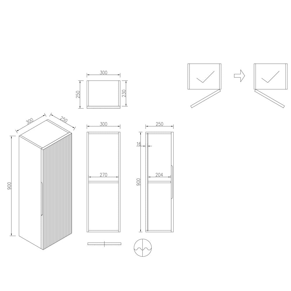 Astini Flauto 900mm Wall Mounted Tall Cabinet