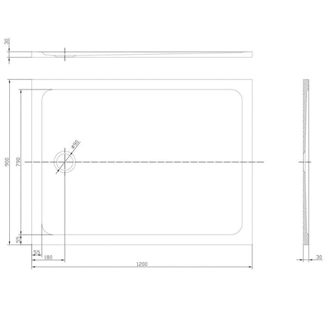 Astini White Rectangular Low Profile Shower Tray 1200x900mm