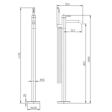 Astini Redondo Chrome Round Freestanding Bath Tap with Shower Mixer