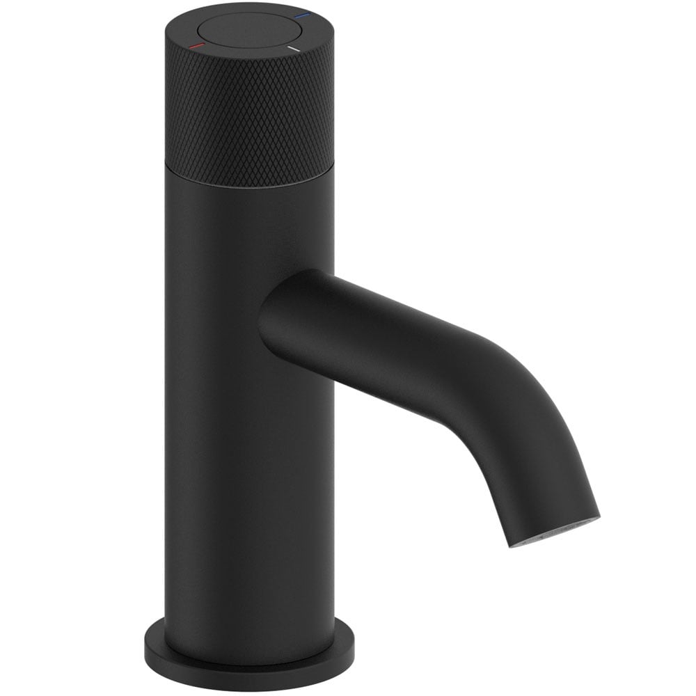 Astini Redondo Matte Black Round Push Button Basin Mixer Tap & Waste