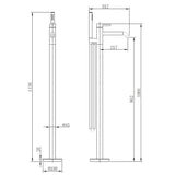 Astini Redondo Matte Black Round Freestanding Bath Tap with Shower Mixer