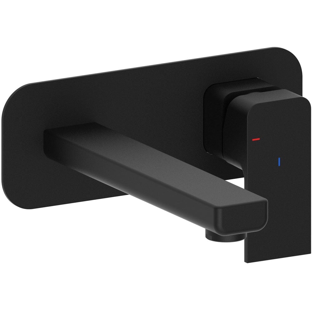 Astini Quadrado Matte Black Square Eco Wall Mounted Basin Mixer Tap