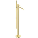 Astini Redondo Brushed Brass Round Freestanding Bath Tap with Shower Mixer