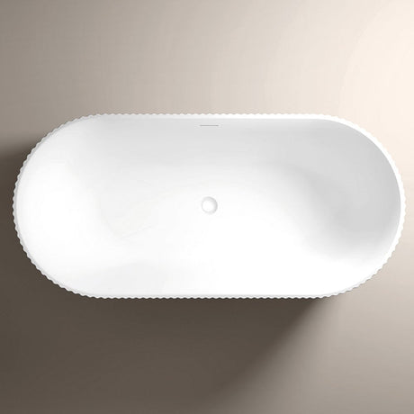 Astini Flauto Matte White Fluted Freestanding Bath Tub & Waste