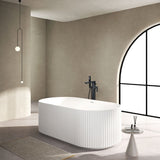 Astini Flauto Matte White Fluted Freestanding Bath Tub & Waste