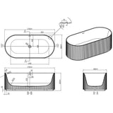 Astini Flauto Matte White Fluted Freestanding Bath Tub & Waste