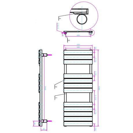 Astini Queenstown Bronze 1200x450mm Designer Radiator Towel Rail