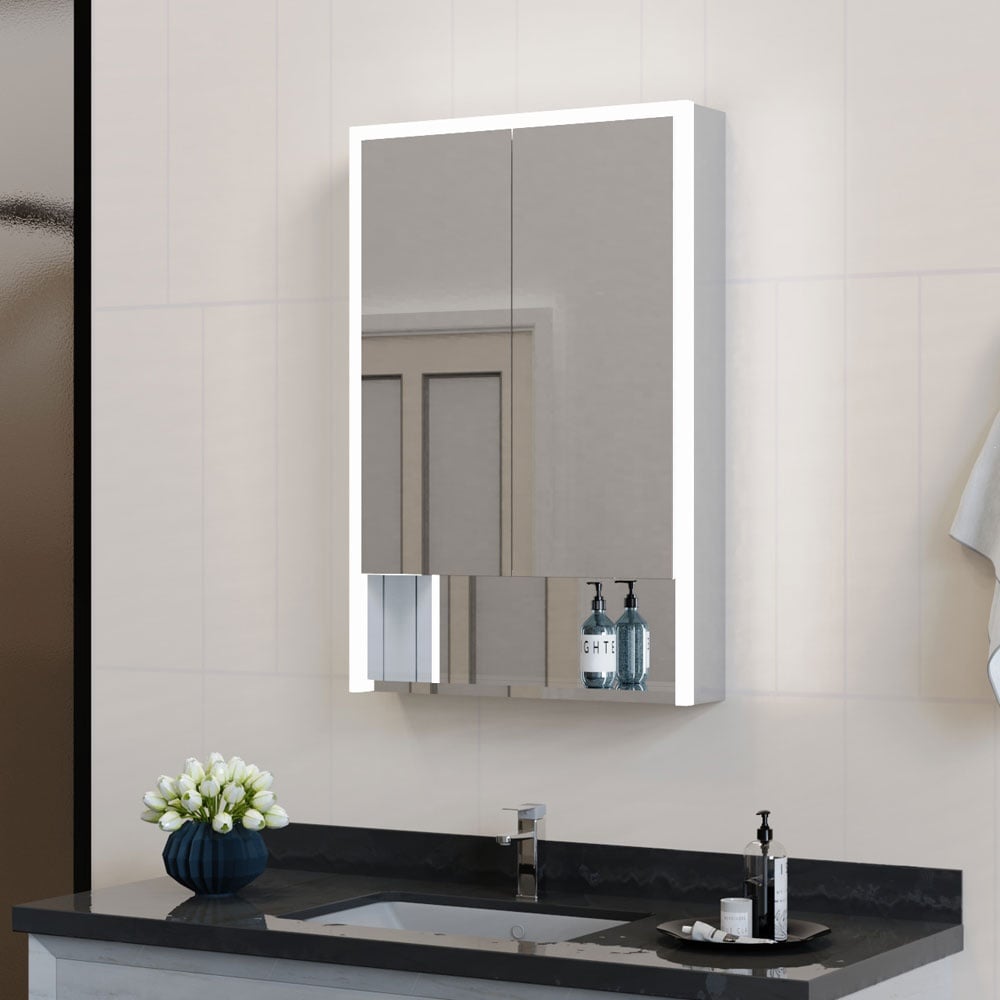 Astini Poppy Double Door White 150mm LED Mirror Cabinet