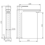 Astini Quadrado Chrome Square Tall Basin Mixer Tap & Waste