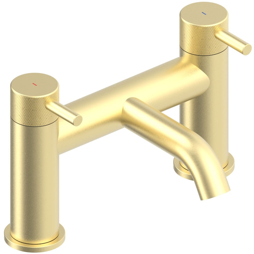 Astini Redondo Brushed Brass Round Eco Deck Mounted Bath Filler Tap
