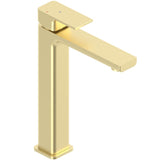 Astini Quadrado Brushed Brass Square Tall Basin Mixer Tap & Waste