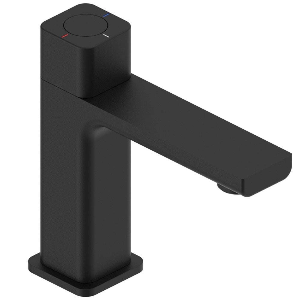 Astini Quadrado Matte Black Square Push Button Basin Mixer Tap & Waste