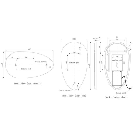 Astini Jacob Teardrop White 500mm LED Tuch Mirror